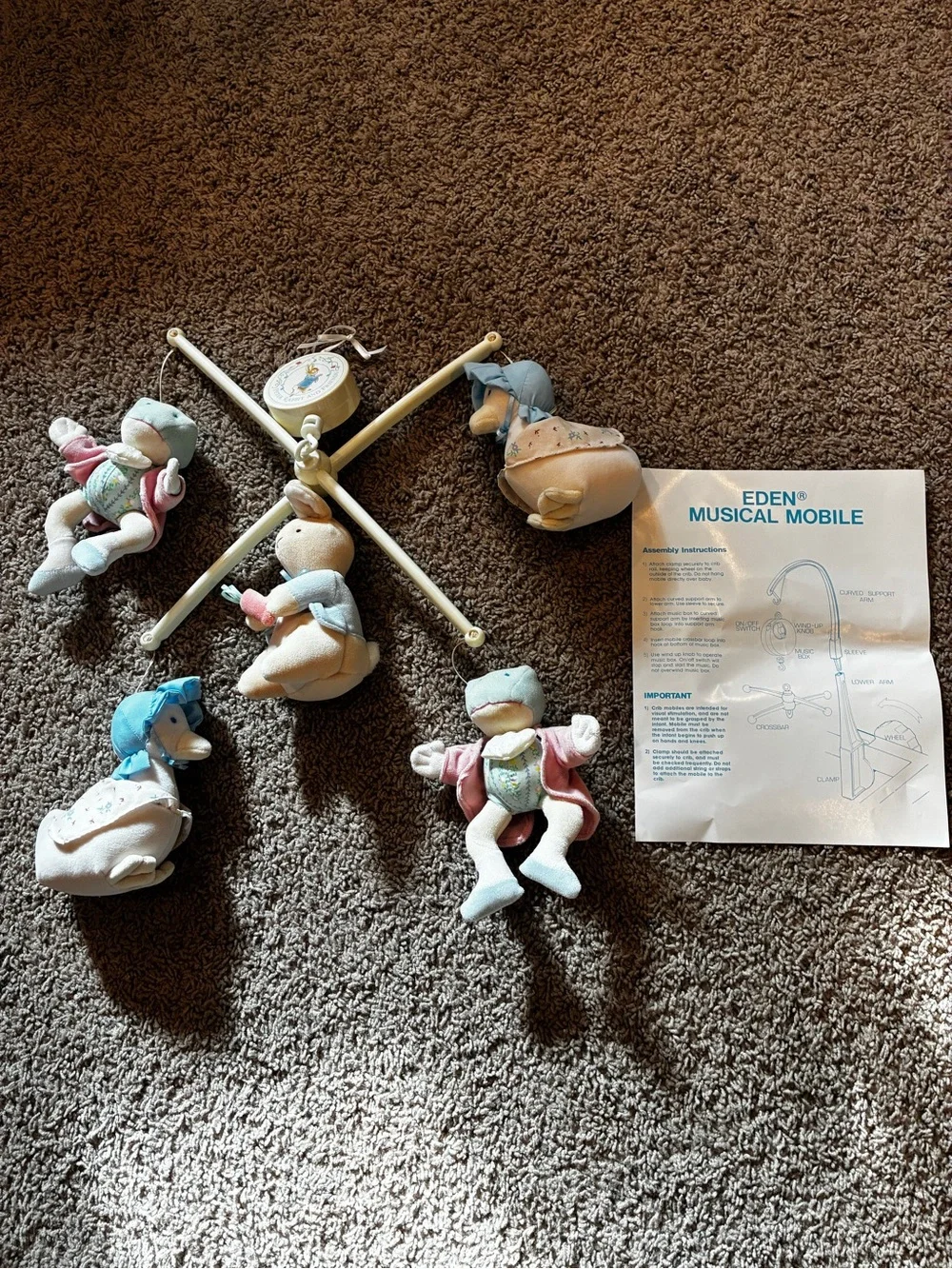 Vintage Eden Peter Rabbit & Friends Musical Mobile - Pastel Multicolor Plush